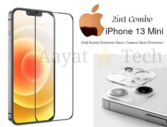 2in1 Protector Combo Pack for Apple iPhone 13 Mini (Full Screen Protector Glass+Camera Lens Protector)