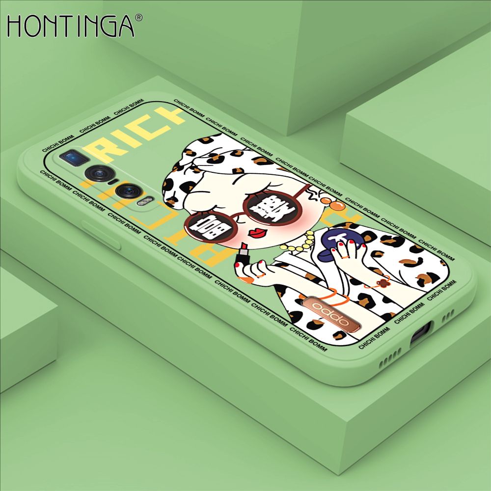 Hontinga for OPPO Find X2 Pro Case Fashion Sunglasses Rich Girl Phone Case Phone Case Soft Square Edge Silicone Cases Full Lens Cover Shockproof Protection Cover