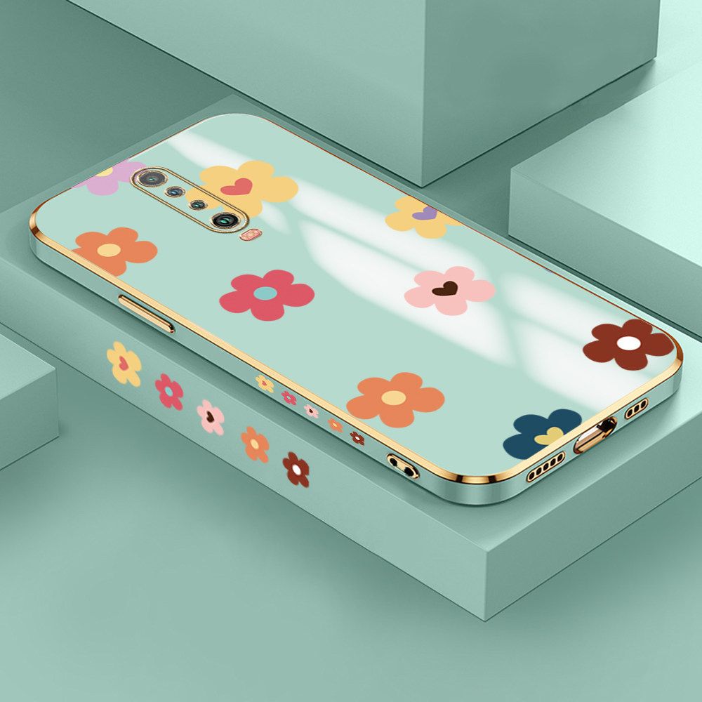 Jizetin (Free Lanyard) Xiaomi Poco X2 / Redmi K30 Case INS Style Flower Luxury 6D Plating Soft Casing Silicone Ultra Thin Phone Cover