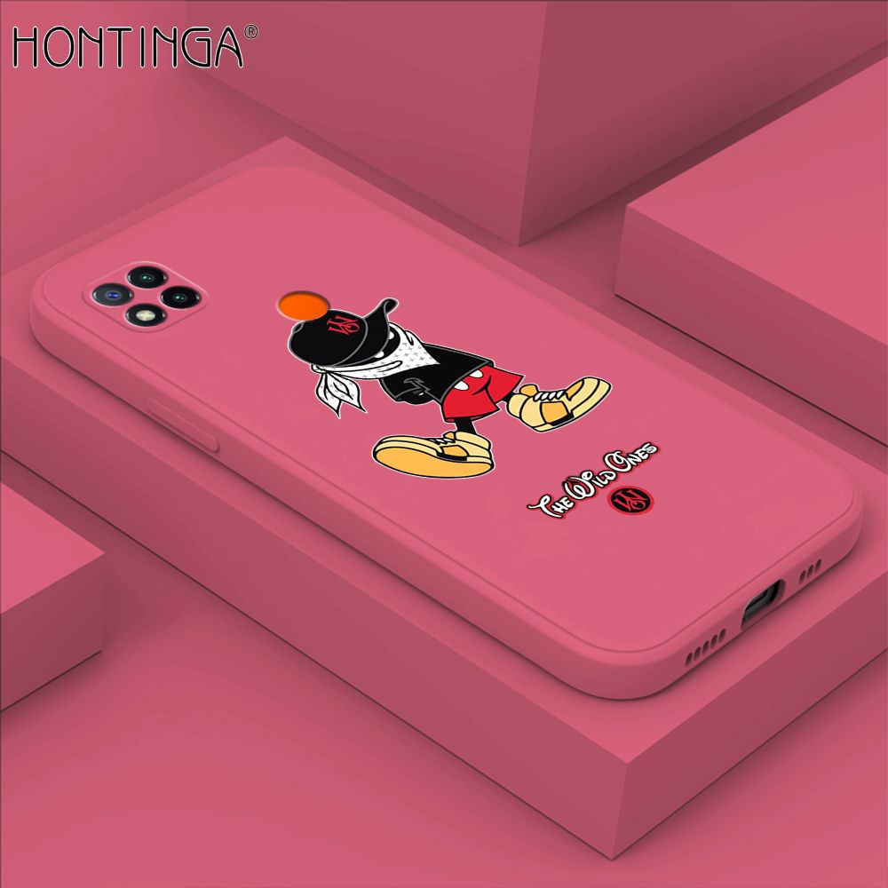 Hontinga for Redmi 9C / Redmi 10A Case Cartoon Masked Mouse Phone Case Soft Square Edge Silicone Cases Full Lens Cover Shockproof Protection Cover