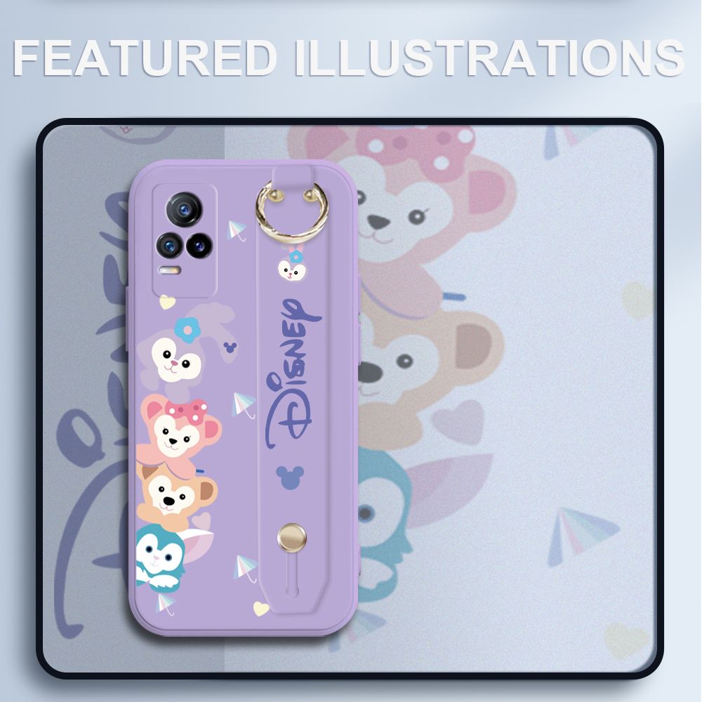 UCUC for Vivo V21E Wrist Strap Case Creative Cartoon Cute Bunny Cover Ultra Thin Anti Fall Liquid Silicone Phone Case