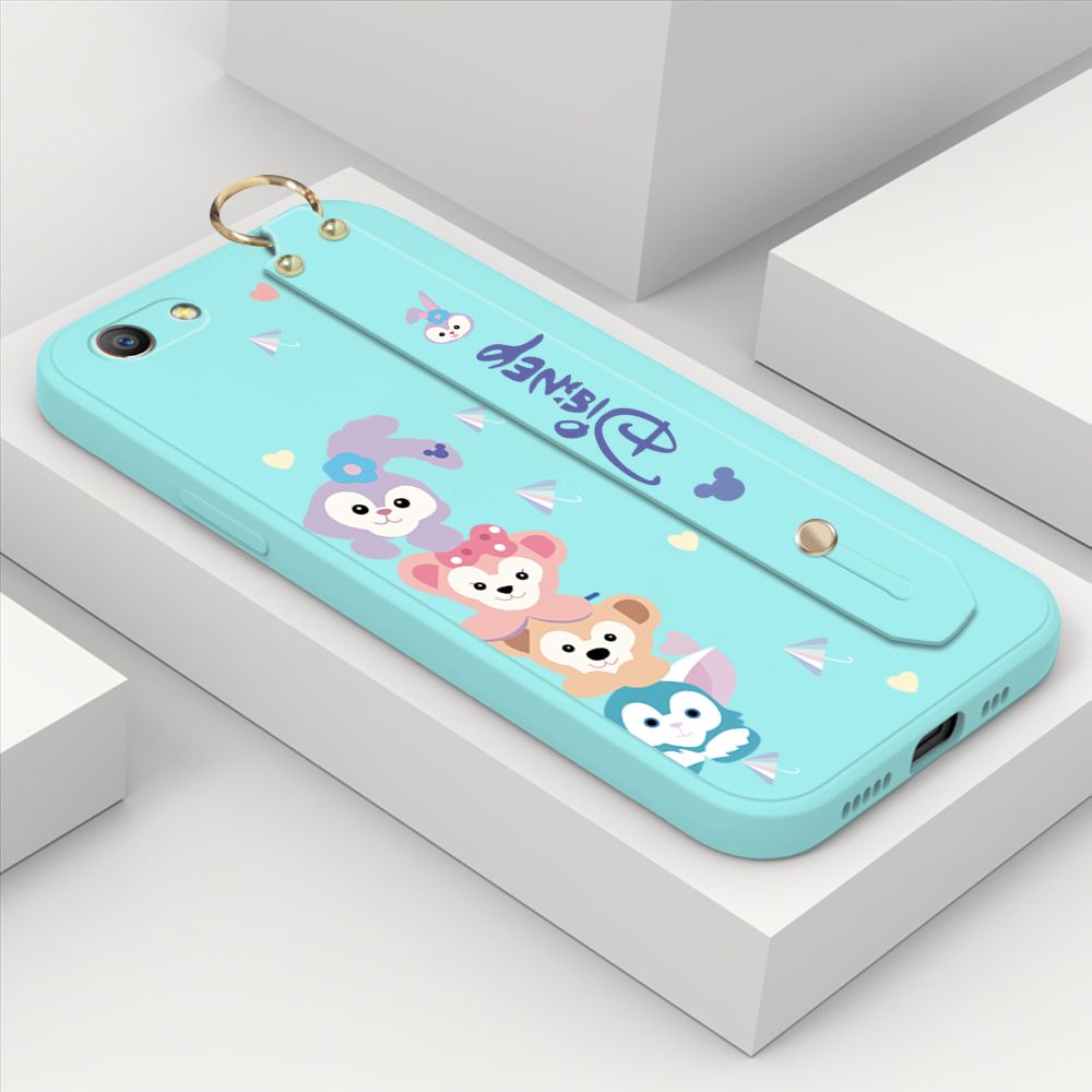 ZeroQiQi for OPPO F1S Wrist Strap Case INS Cute Style Creative Cartoon Rabbit and Fox Cover Thin Square Edge Liquid Silicone Phone Case
