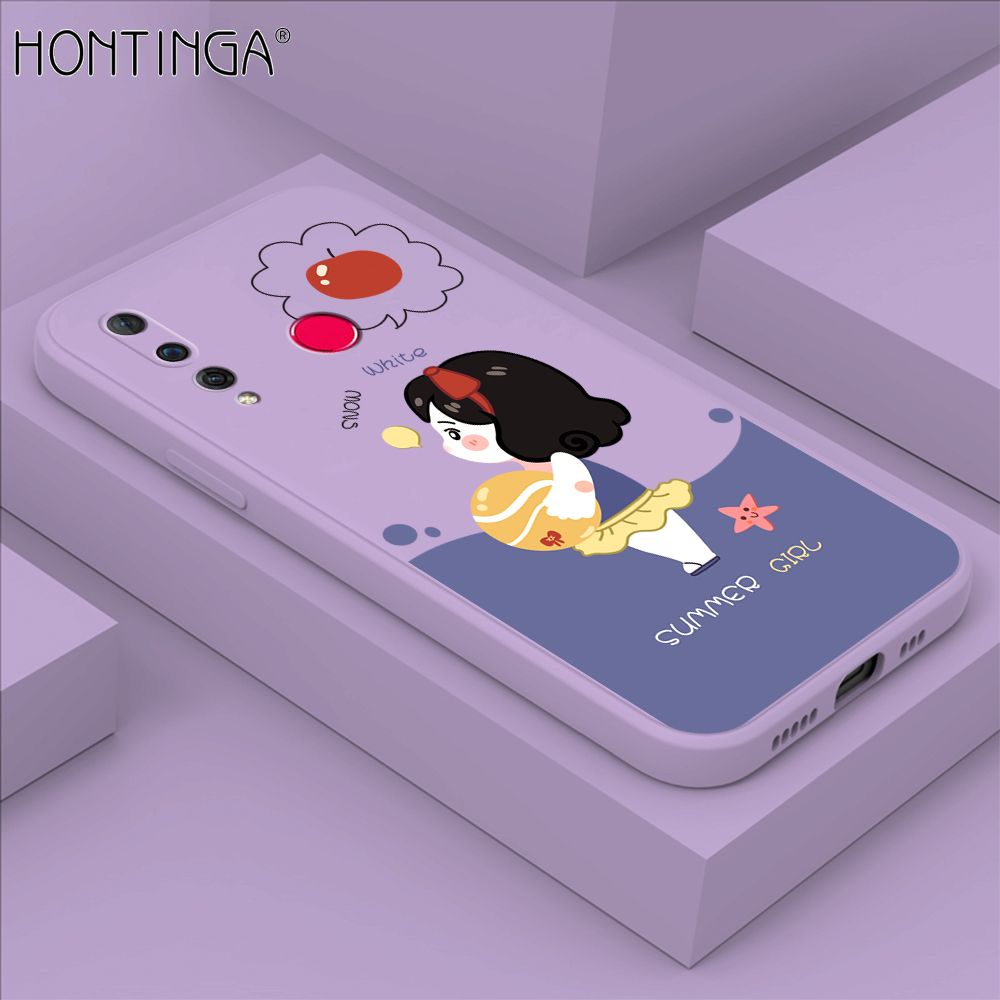 Hontinga for Huawei Nova 4 Case Cute Cartoon Girl Phone Case Phone Case Soft Square Edge Silicone Cases Full Lens Cover Shockproof Protection Cover