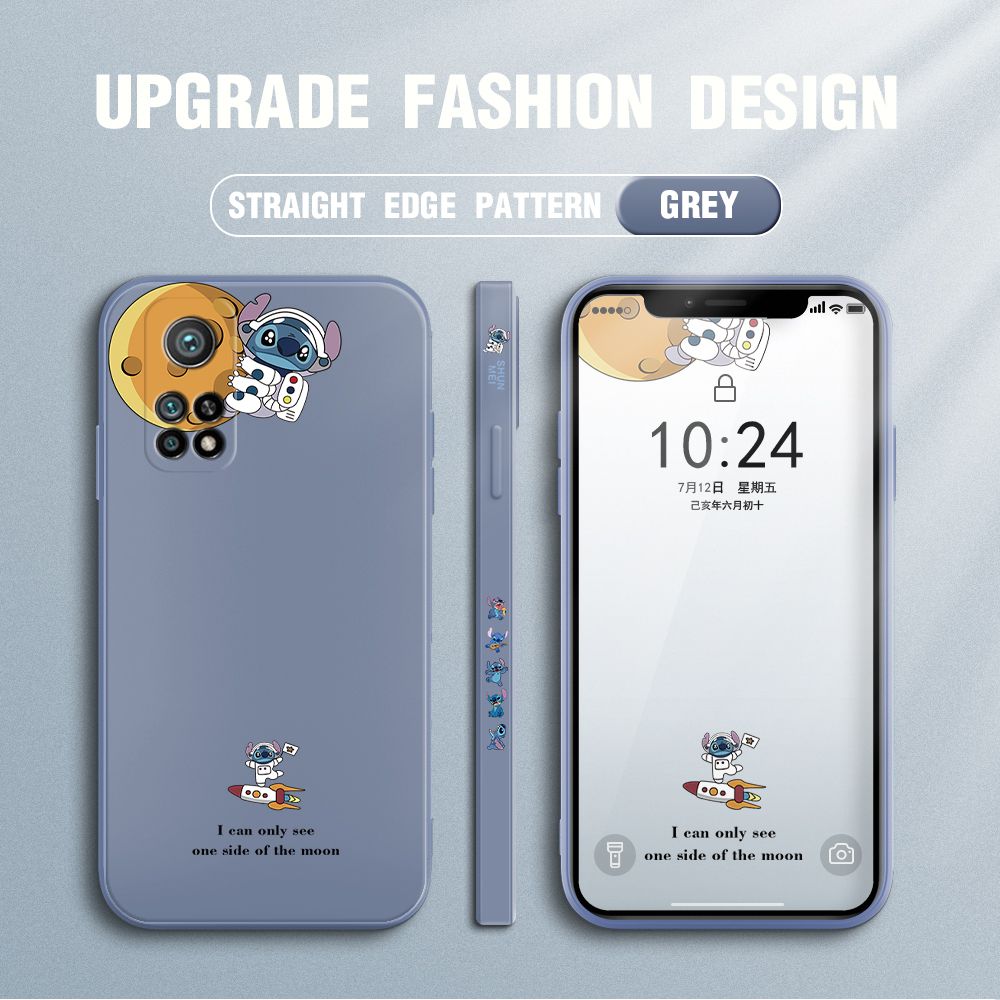 Jizetin for Xiaomi Mi 10T / 10T Pro Case Side Design Phone Cover  Astronaut Stitch Cover Square Edge Pattern Liquid Silicone Trend Case
