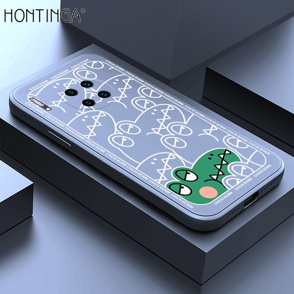 Hontinga for Huawei Mate30 Pro Case Cartoon Crocodile Alligator Phone Case Phone Case Soft Square Edge Silicone Cases Full Lens Cover Shockproof Protection Cover