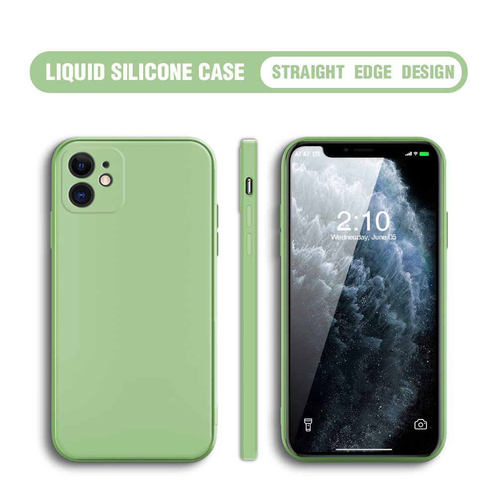 Jizetin for iPhone 12 Mini Case Thin Soft Luxury Square Liquid Silicone Phone Case Candy Cover