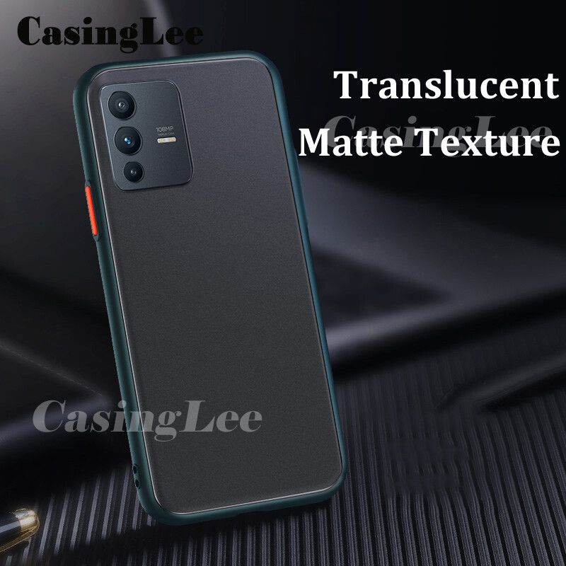 For VIVO V23 Case Shockproof Scrub Matte Transparent Soft edge Silicone Frame Hard Clear Back Cover VIVO V23 Phone Cases For girls and Boys