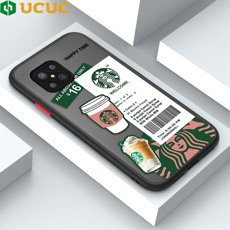 UCUC for OPPO Reno4 Z 5G Back Cover Fashion Sticker Frosted Transparent Hard Phone Case Thin Shockproof Full Cover Camera Protect Case