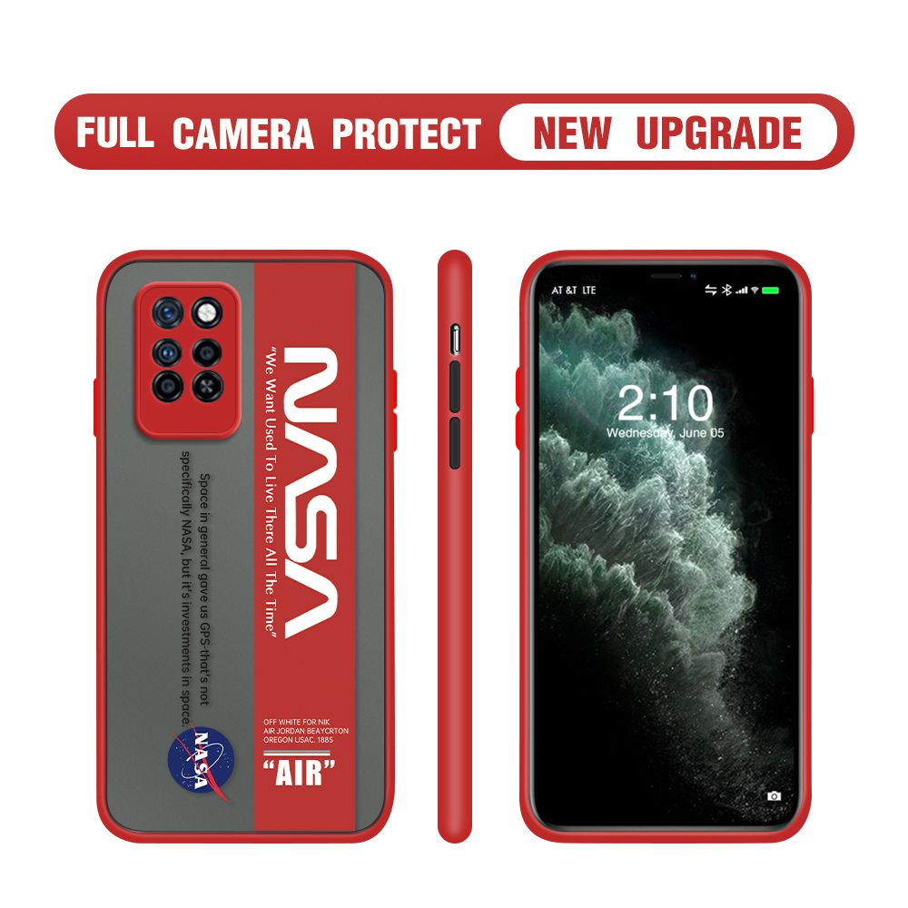 Hontinga for Infinix Note 10 Pro NFC Case Astronaut Space Logo Cases Edge Frosted Transparent Phone Cover