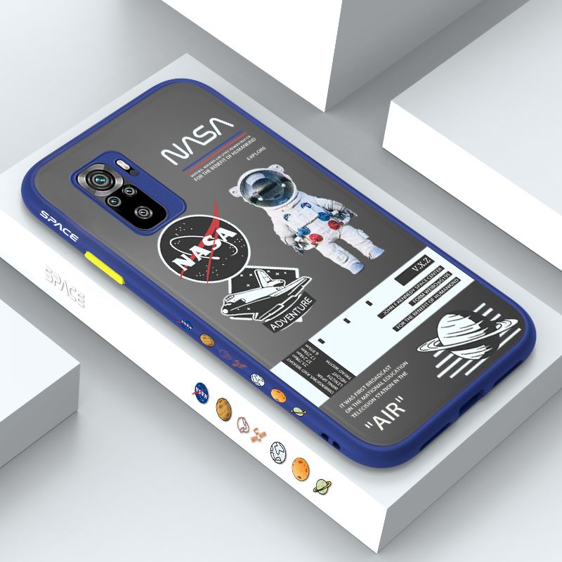 ZeroQiQi for Redmi Note 10S Case Creative Cartoon Astronaut Side Printed Pattern Design Phone Cover Frosted Transparent Ultra Thin Protective Phone Case