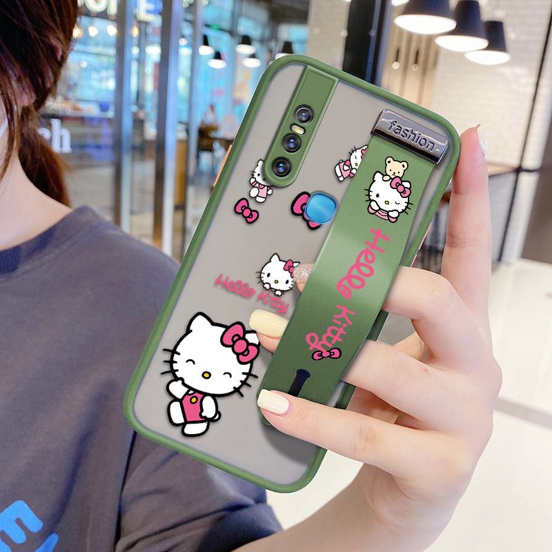 UCUC for VIVO V15 Wrist Strap Case Lovely KT Cat Wristband Printing Cover Shockproof Ultra Thin Phone Case