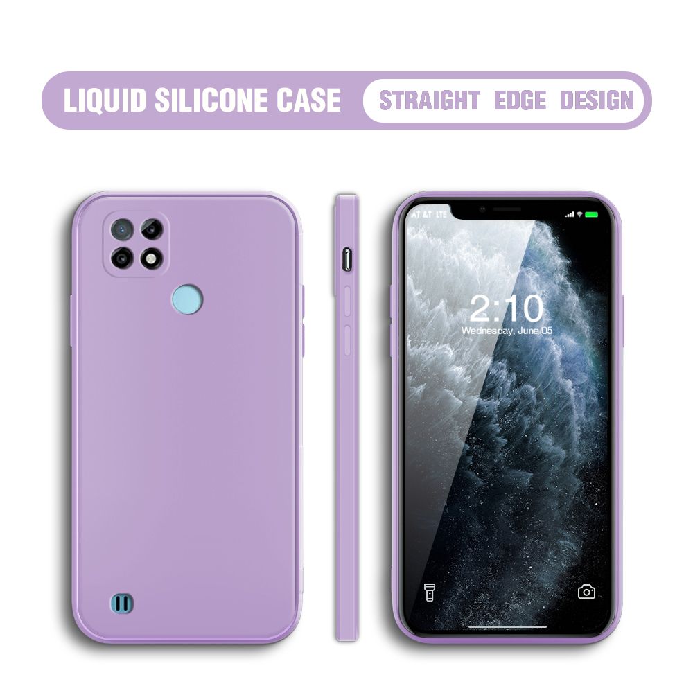 Jizetin for Realme C21 Case Thin Soft Luxury Square Liquid Silicone Phone Case Candy Cover