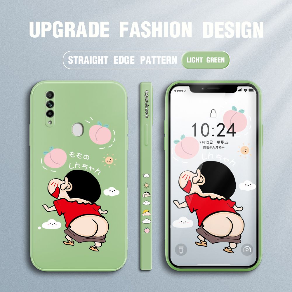 Jizetin for OPPO A31 2020 Case New Cartoon Crayon Shin-chan Design Side Design Phone Case Square Edge Pattern Liquid Silicone Cases Full Cover Camera Shockproof Protective Case