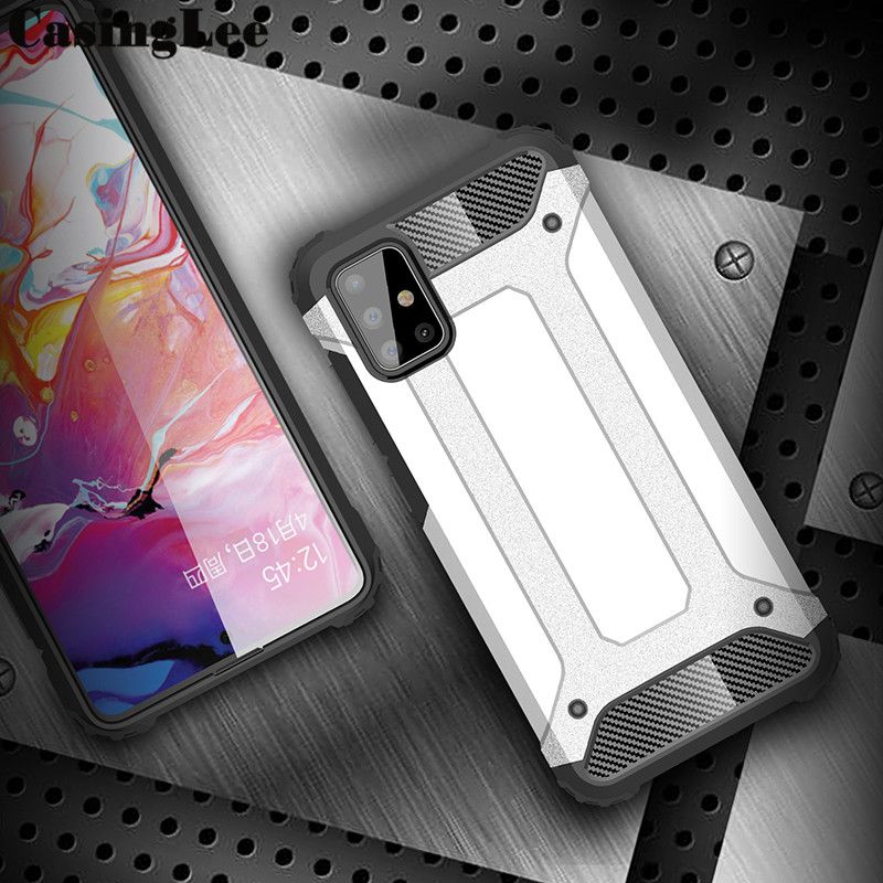 Protect Cover For Galaxy A51 Armor Phone Case Soft Silicone Hard PC Hybrid Protector Back cover Samsung Galaxy A51 Metal Style case