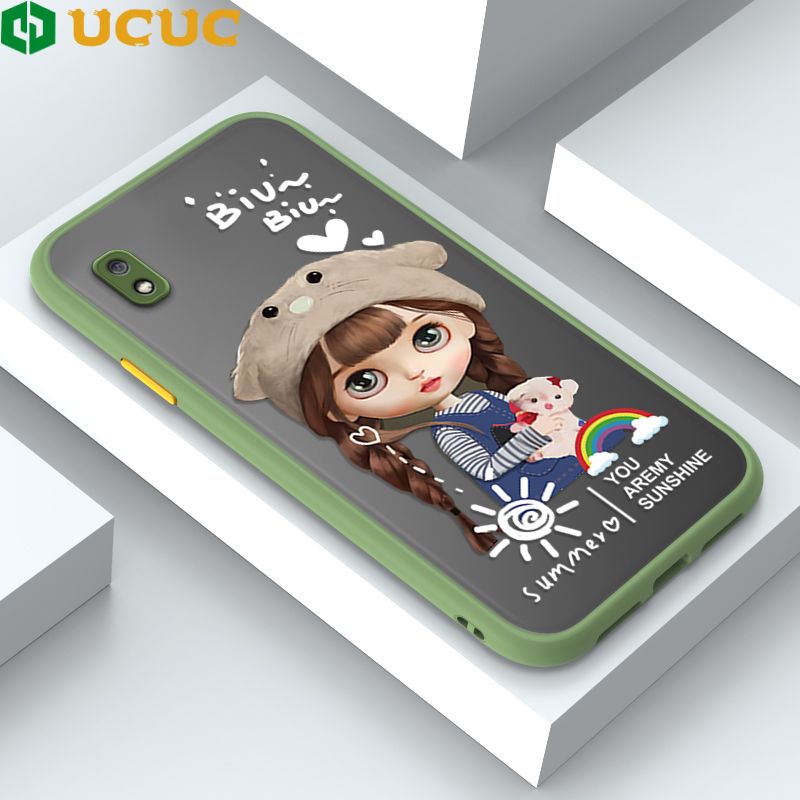 UCUC for Samsung Galaxy A10 Back Cover Rainbow Lovely Girls Frosted Transparent Hard Phone Case Thin Shockproof Full Cover Camera Protect Case