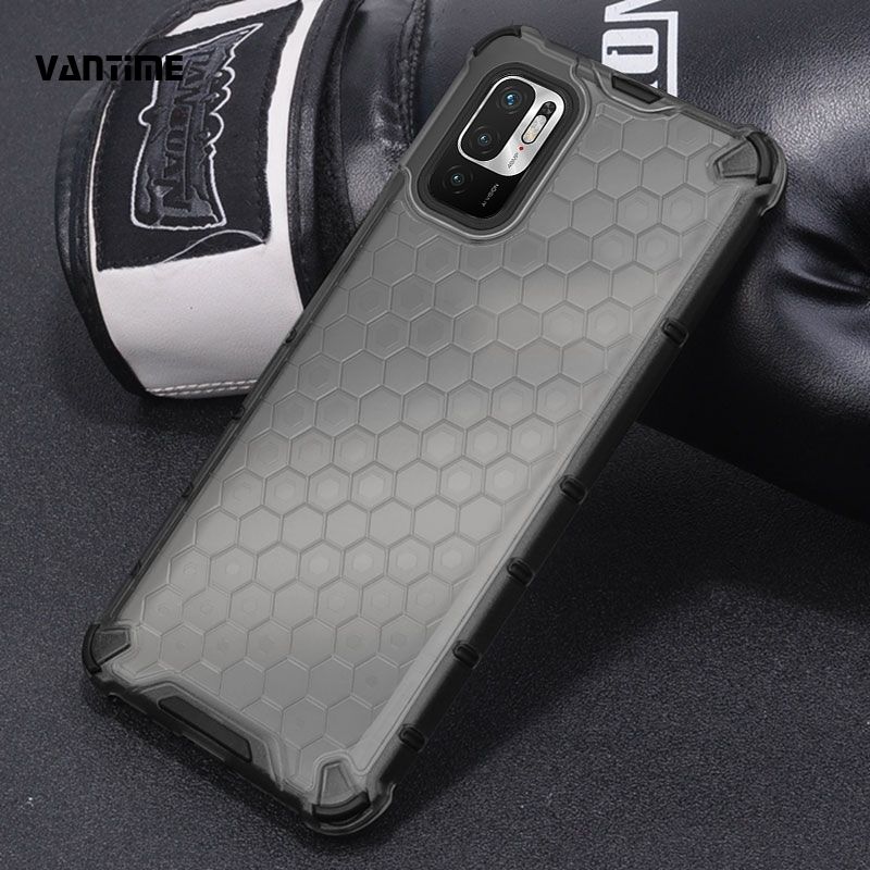 Vantime for Xiaomi POCO M3 Pro 5G Case Honeycomb Transparent Back Anti fingerprint Cover