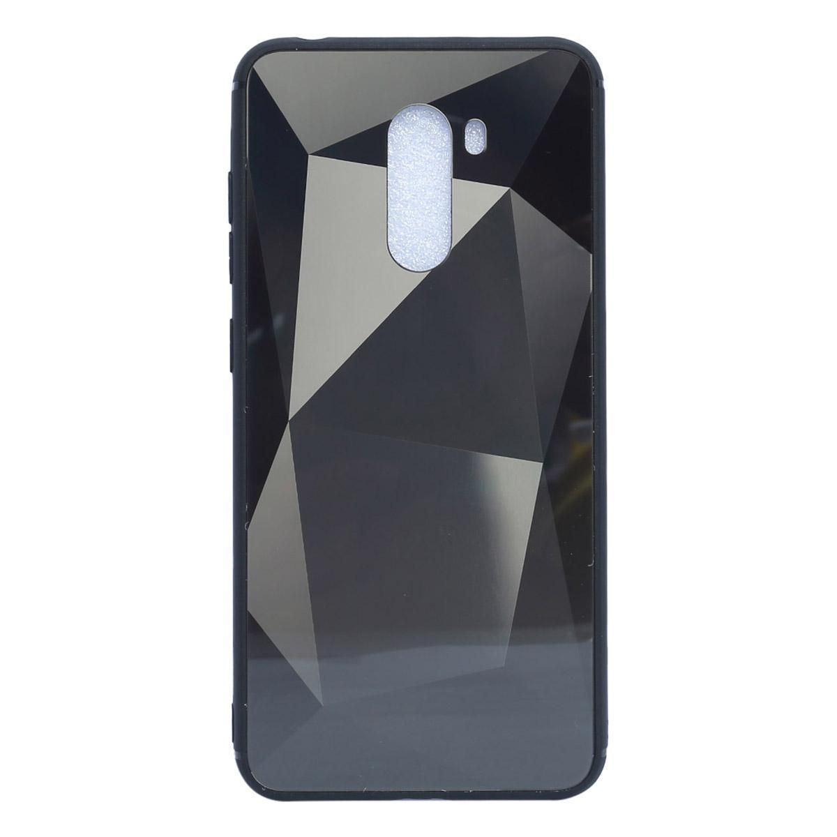 Diamond Mirror Glass Case For Xiaomi Poco F1 -Black