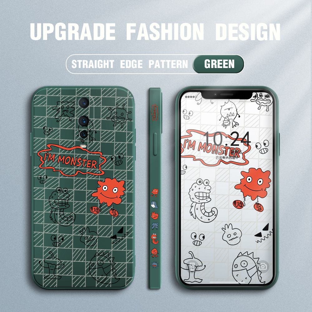 Jizetin for OPPO R17 Pro Case Side Design Phone Cover Printed Text “I Am Monster ” Cover Square Edge Pattern Liquid Silicone Trend Case