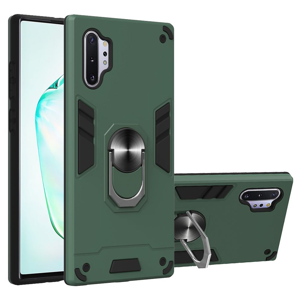 For Samsung Galaxy Note10 Double-layer Warframe Series with 360 Degree Rotating Ring Ruggedized Shock Protective Case