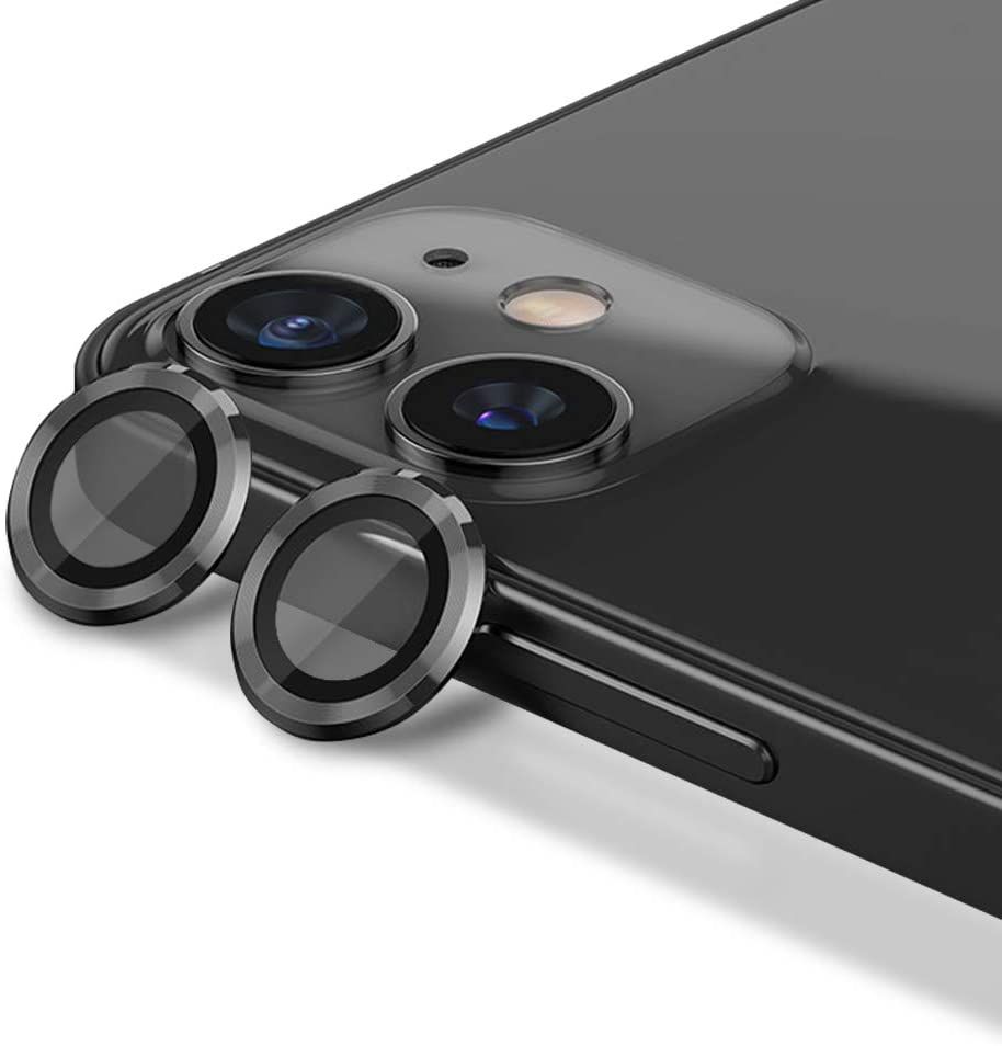 For Apple iPhone 12 Black Color WSKEN Metal Anti Scratch Camera Lens Screen Protector