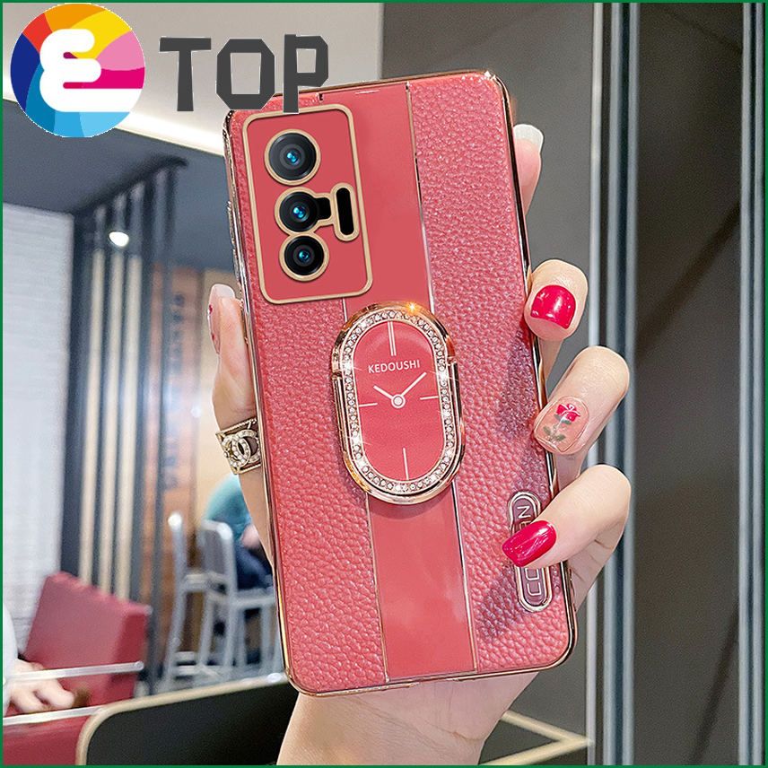 Suitable for vivox70 mobile phone shell rhinestone bracket x70pro creative vivi lens all-inclusive personality leather pattern tide brand