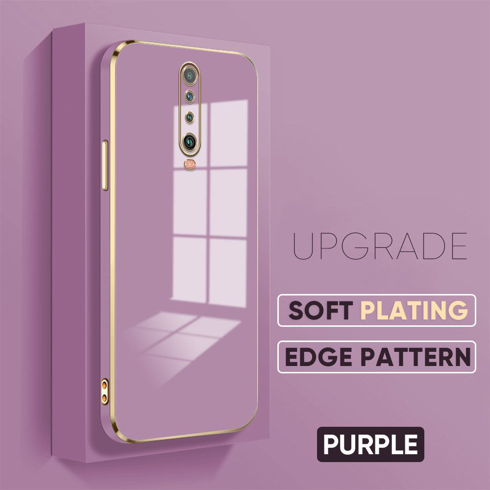 TA for Redmi K30 Cover Luxury 6D Plating Soft Casing Silicone Square Frame Phone Case Shiny Bling Back Cover + Free Lanyard