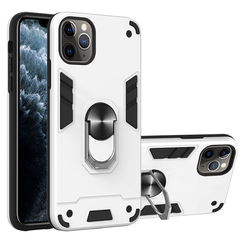 For iPhone 11 Pro Max Double-layer Warframe Series with 360 Degree Rotating Ring Ruggedized Shock Protective Case
