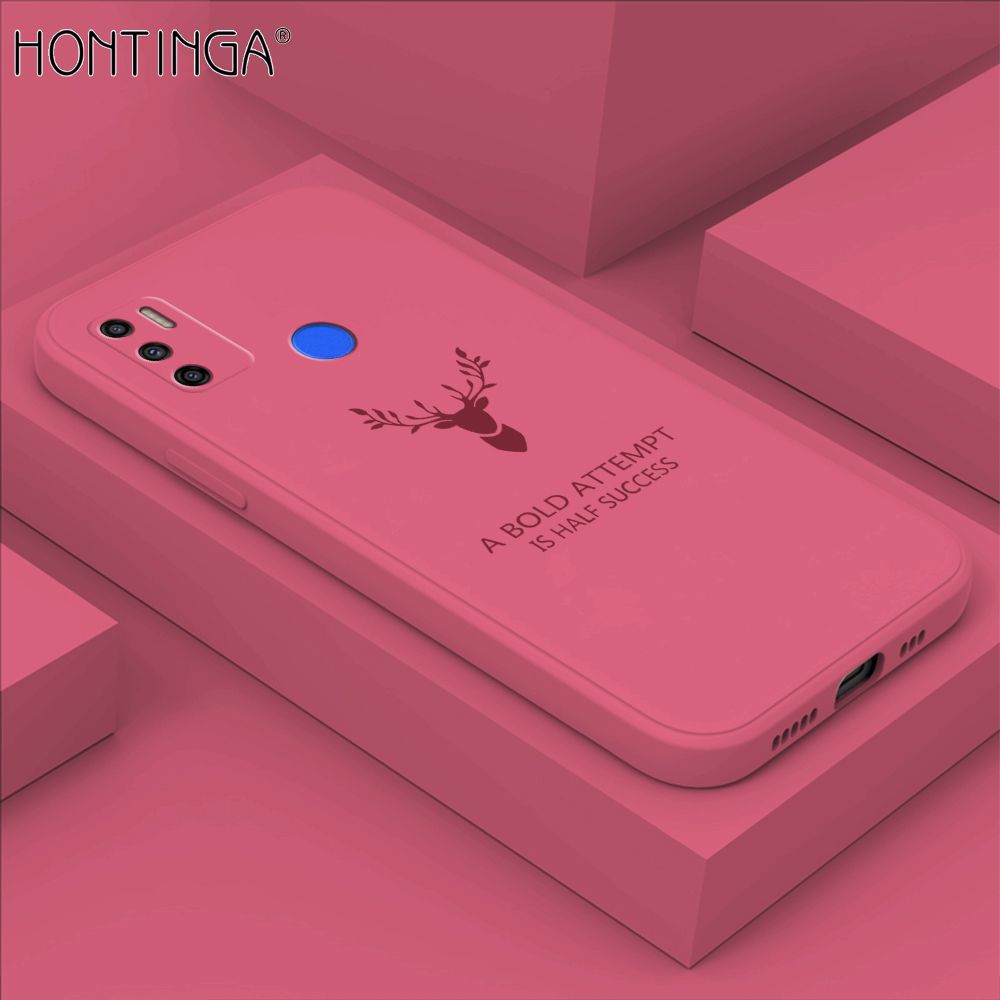 Hontinga for Tecno Spark 5 Air / Spark 6 Air Back Cover lucky Pattern Case Square Edge Liquid Silicone Phone Case