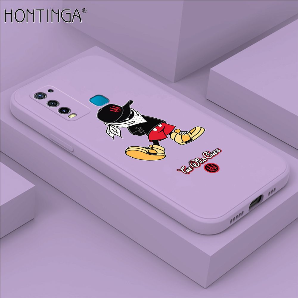 Hontinga for Vivo Y50 Y30 Y30I Case Cartoon Masked Mouse Phone Case Soft Square Edge Silicone Cases Full Lens Cover Shockproof Protection Cover