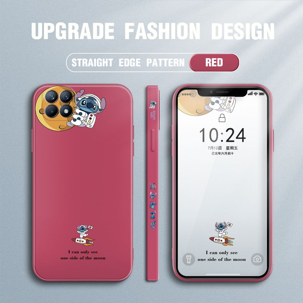 Jizetin for OPPO Reno4 SE Case Side Design Phone Cover  Astronaut Stitch Cover Square Edge Pattern Liquid Silicone Trend Case