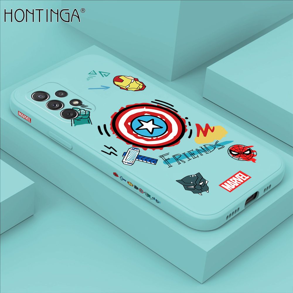 Hontinga for Samsung Galaxy A72 4G / 5G Case Side Design Trendy Cartoon Sign Back Cover Soft Square Edge Pattern Liquid Silicone Phone Cases