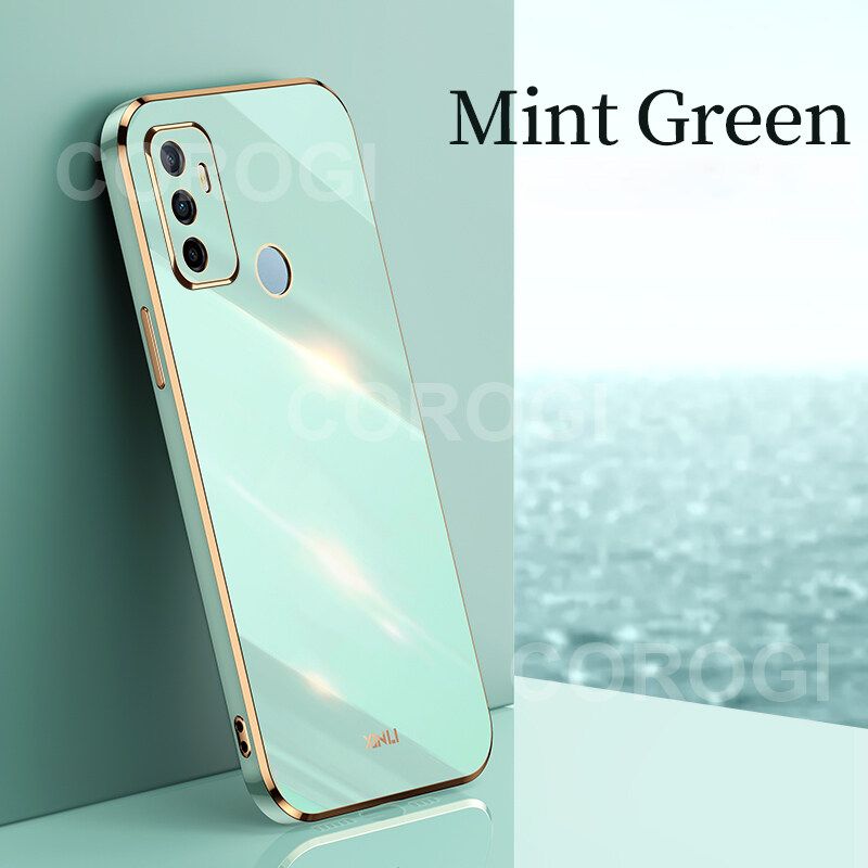 For OPPO A53 A33 2020 Cover Fashion Shiny Plating Square Bumper Slim Phone Case Soft TPU Silicone Shockproof Protective Back Cover