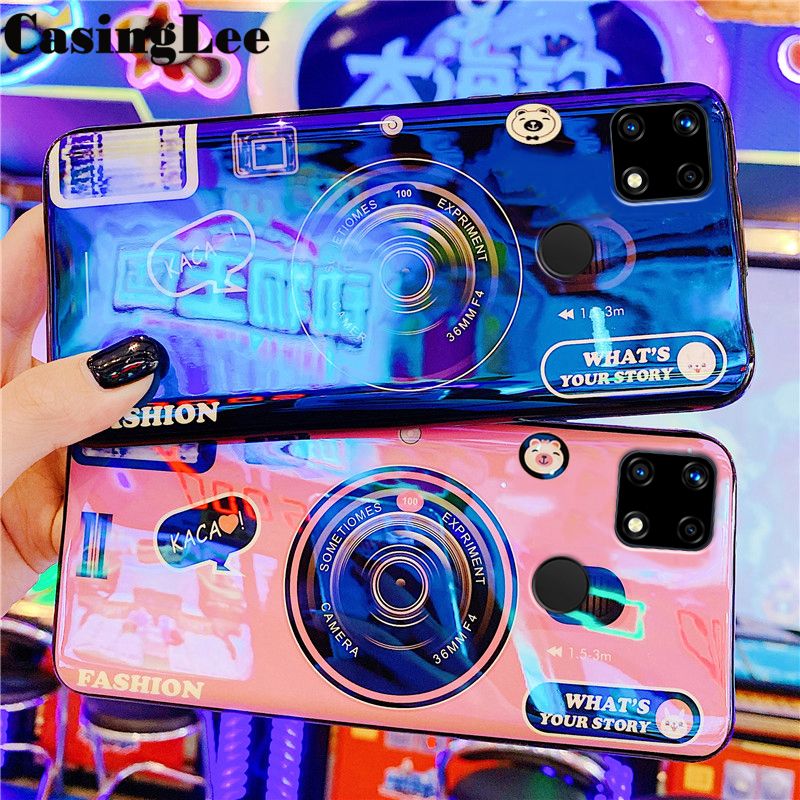 CasingLee For Realme C21 Case Shockproof Blu-ray Cute Camera Cartoon Design Silicone back Cover For RealmeC21 Phone Cases For girls and Boys