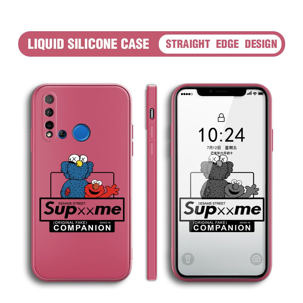 BILI for Huawei Nova 5i / P20 Lite 2019 Back Cover Sesame Street Companion Multicolor Liquid Silicone Phone Case Soft Square Lens Protection Phone Cases