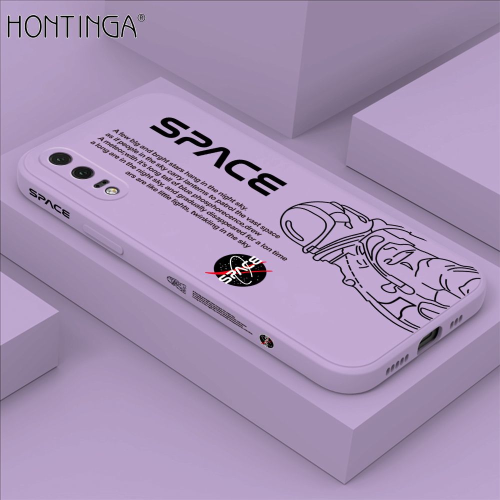 Hontinga for Huawei P20 Back Cover Cool Astronaut Pattern Case Soft Square Edge Liquid Silicone Phone Cases