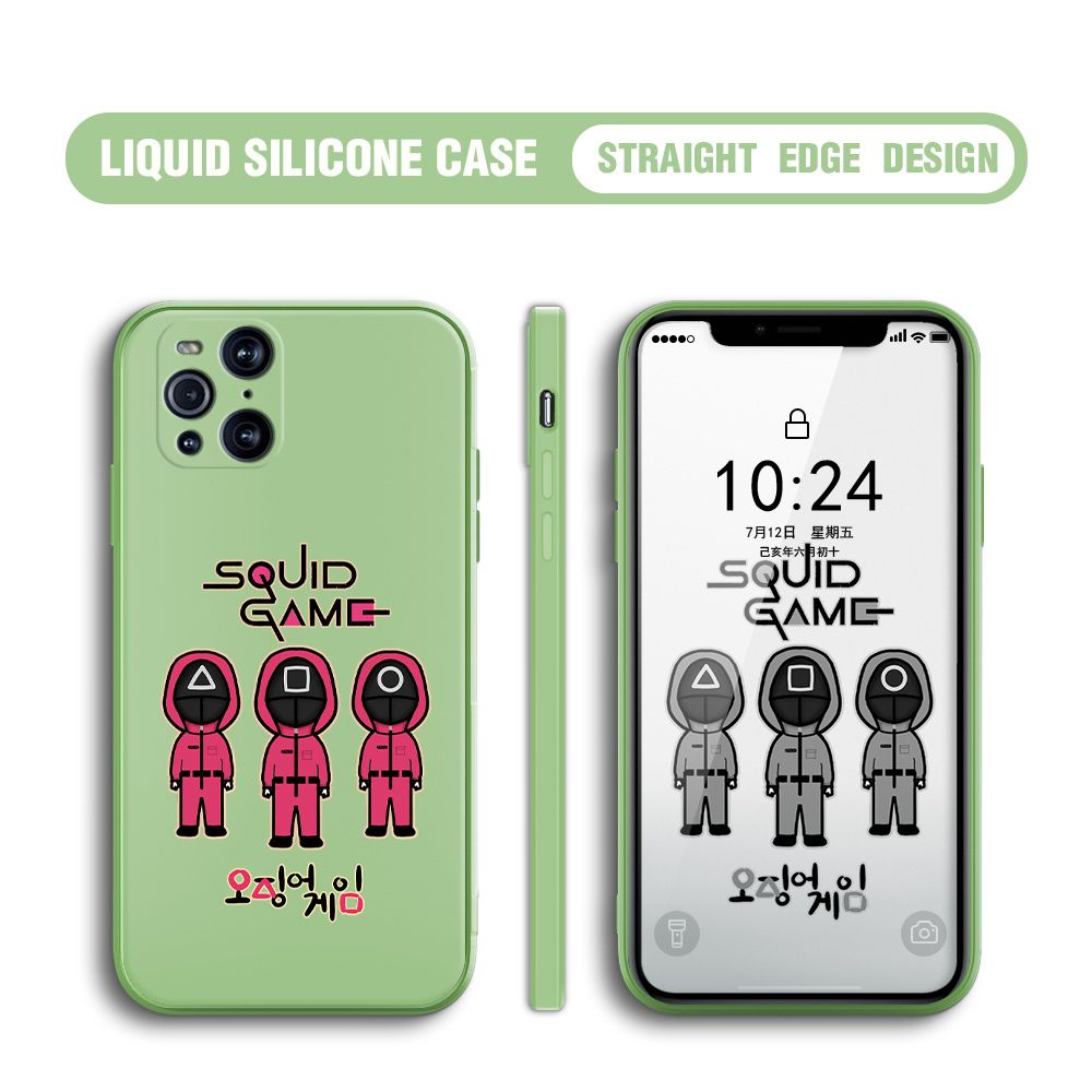 Jizetin for OPPO Find X3 Case Trend Cartoon Korean Squid Phone Cover Liquid Silicone Case Phone Protective Case