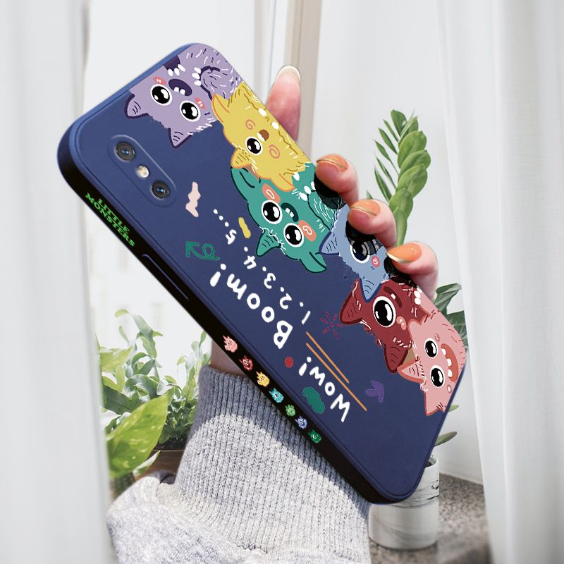 AMORVOR for Xiaomi MI 8 Pro Back Cover Cute Cartoon Monsters Side design Soft Case Liquid Silicone Phone Cases