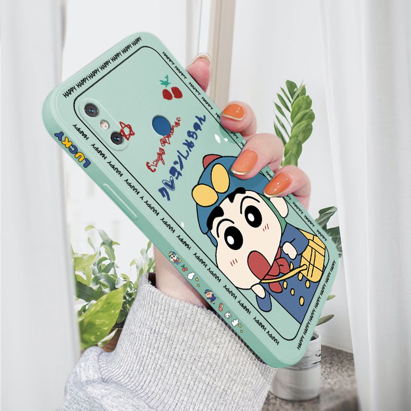 AMORVOR for Xiaomi MI 8 Back Cover Cartoon Shin-chan Action Kamen Side design Soft Case Liquid Silicone Phone Cases