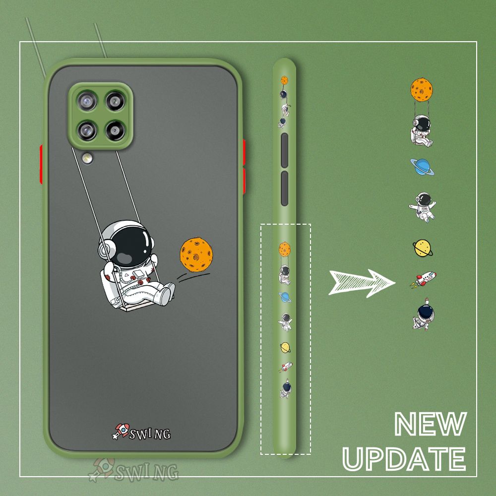 UCUC for Samsung Galaxy A42 5G Back Cover Swing Astronaut Side Printed Design Phone Case Ultra Thin Frosted Cover Shockproof Phone Cover