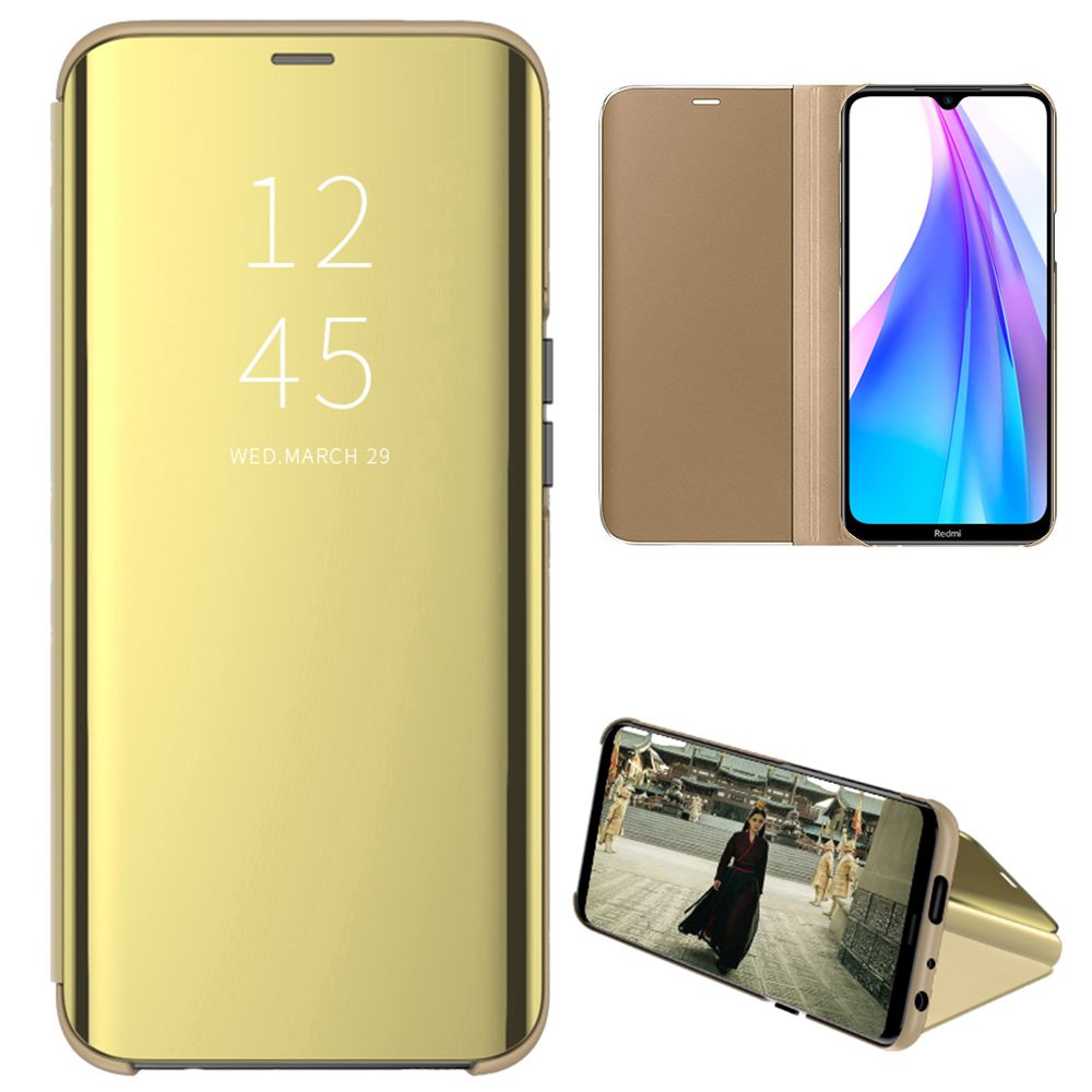 Smart Mirror Flip Phone Case For Xiaomi Redmi Note 8T View PU Leather Stand Protective Cover