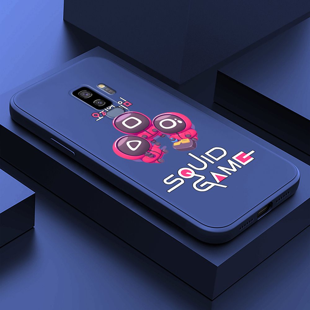 ZeroQiQi for Samsung Galaxy S9 Plus Case Cute Cartoon Cute Squid Character Phone Cover Square Liquid Silicone Shockproof Phone Protective Case