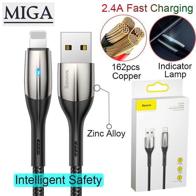 Baseus Zn-alloy Lighting Design USB Cable 0.5/1m/2m 2.4A/1.5A Fast Charging Cable for iPhone XS MAX XR X 8 7 6 plus Charger USB Cable