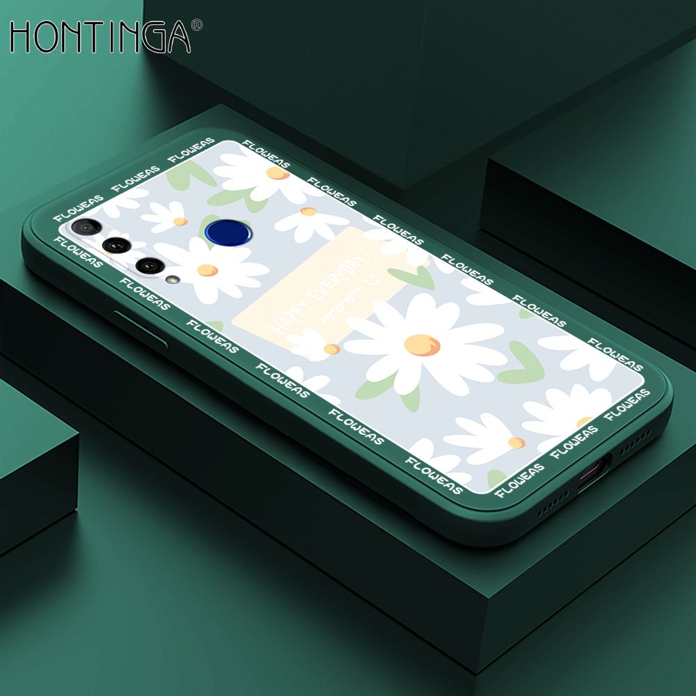 Hontinga for Honor 20 Lite Case Beautiful Daisy Flower Phone Case Phone Case Soft Square Edge Silicone Cases Full Lens Cover Shockproof Protection Cover