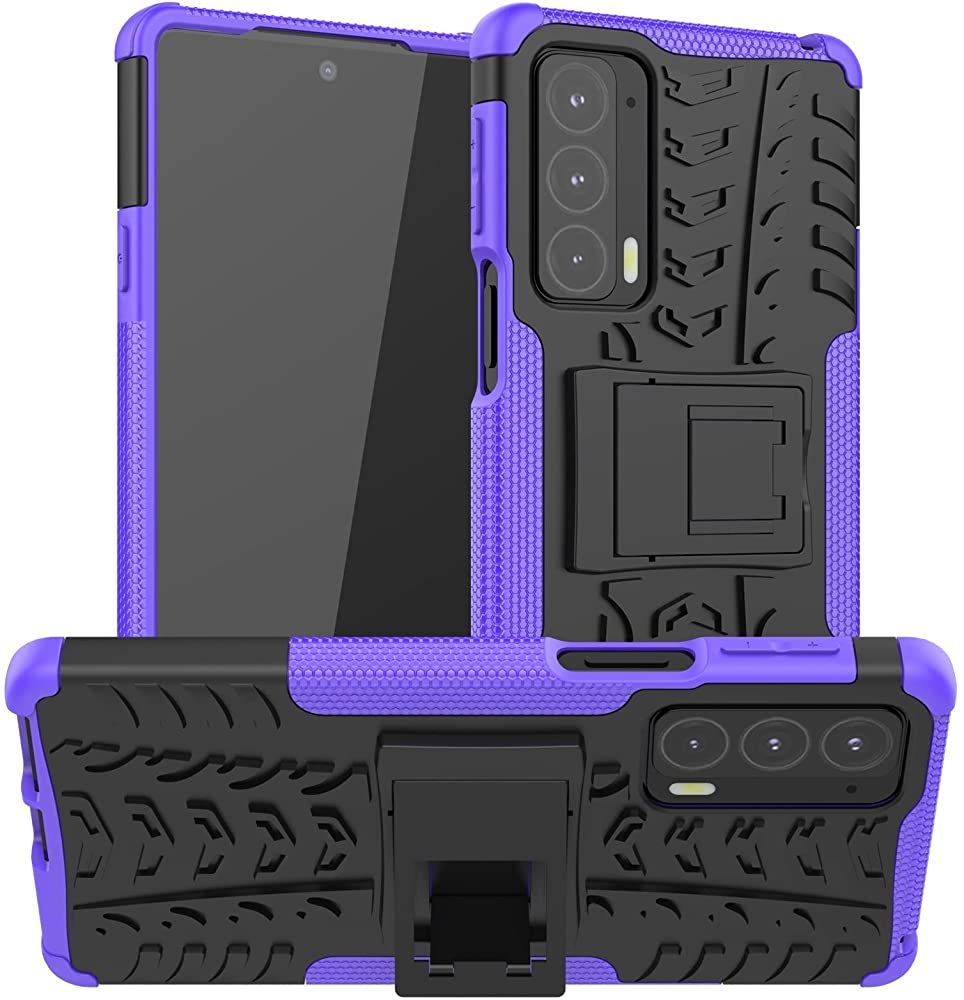 Moto Edge 20 Case, Shockproof Hybrid Dual Layer Rugged Rubber Hybrid Hard/Soft Impact Armor Defender Protective Case with Kickstand for Motorola Moto Edge 20