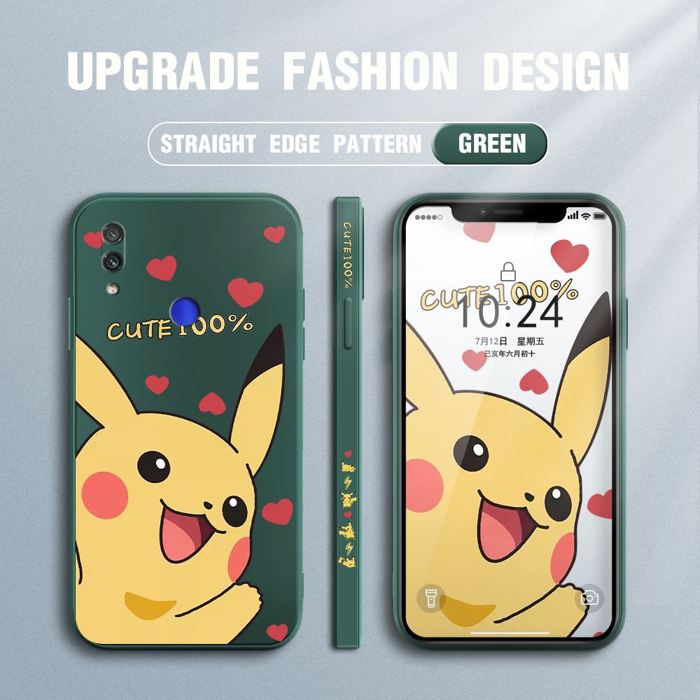 FHKL for Redmi Note 7 / Note 7 Pro Back Cover Cartoon Pikachu Side design Soft Case Multicolor Liquid Silicone Phone Cases