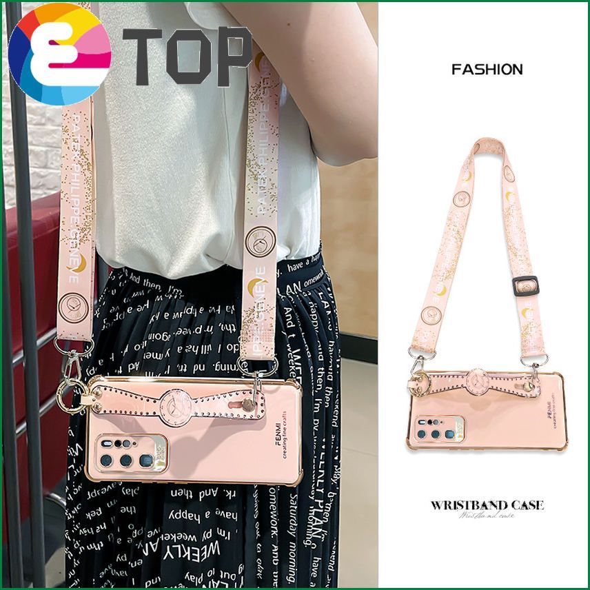 Suitable for Huawei p40pro mobile phone shell with diagonal hanging neck hanging rope p40 soft silicone pr40pro wristband bracket