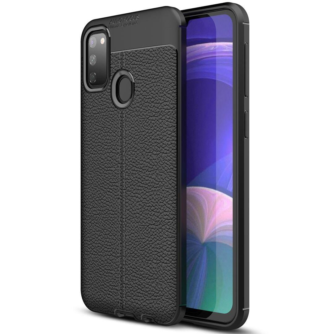 For Samsung Galaxy M30s Litchi Skin Anti-slip Resilient TPU Armor Ultimate Protection Case Cover