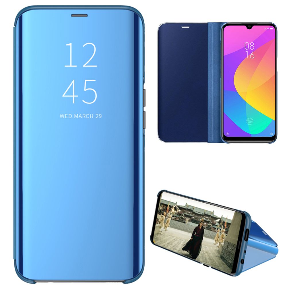 Smart Mirror Flip Phone Case For Xiaomi Mi 9 Lite View PU Leather Stand Protective Cover