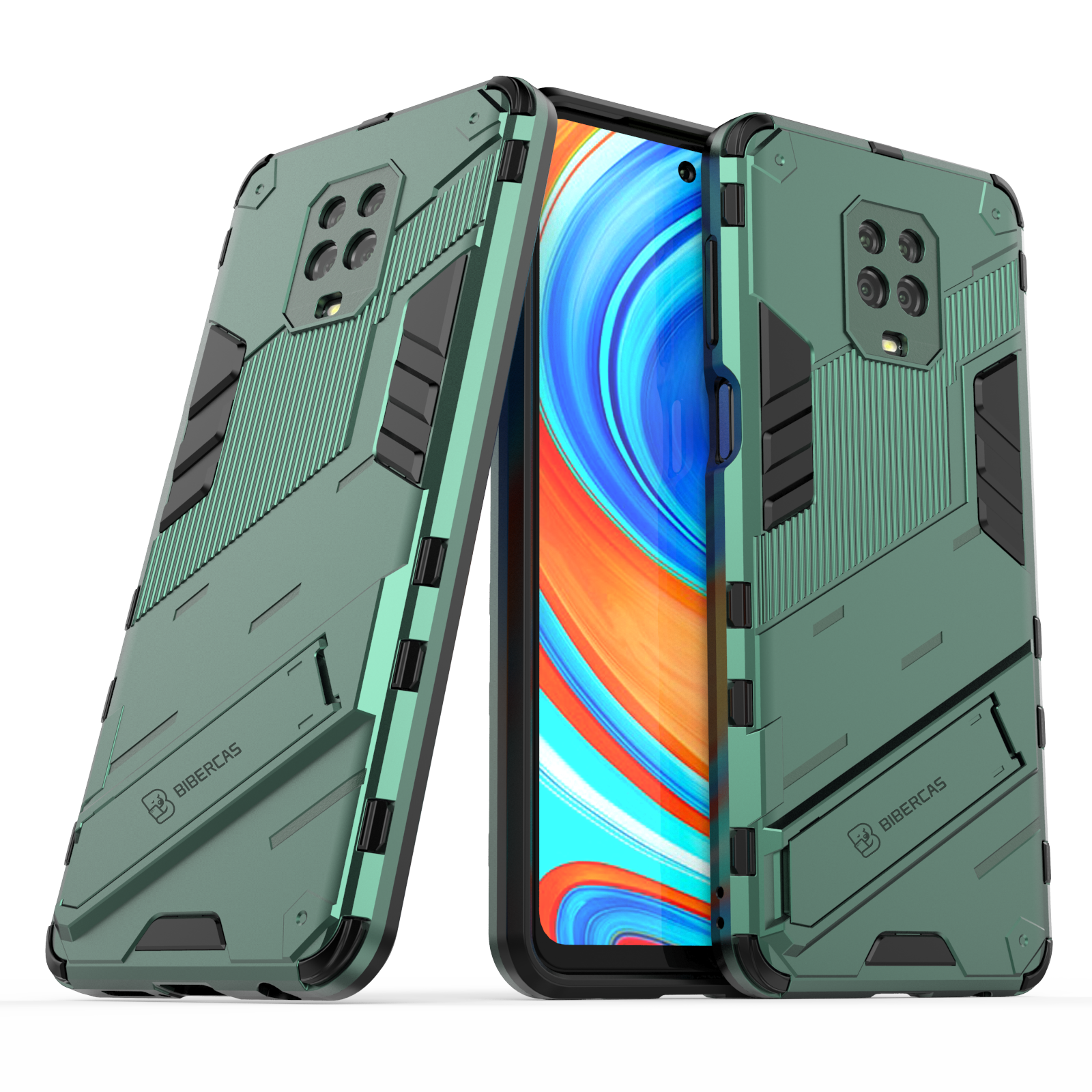 For Xiaomi Redmi Note 9 Pro Slim Hard PC TPU Bumper Hybrid Anti-fall Protective Cover with Stand Function