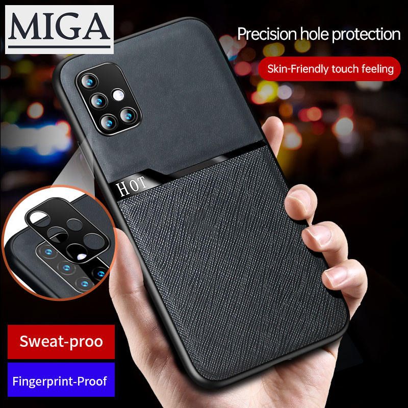 Vehicle Magnetic Leather Case for OPPO A52/A72/A92 Thin Soft TPU Phone Cases Built-in Car Magnet Plate Phone Casing
